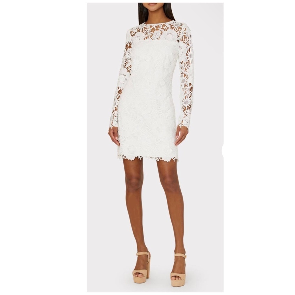 Milly | Nessa 3D White Lace Mini Dress LWD Bride | 4